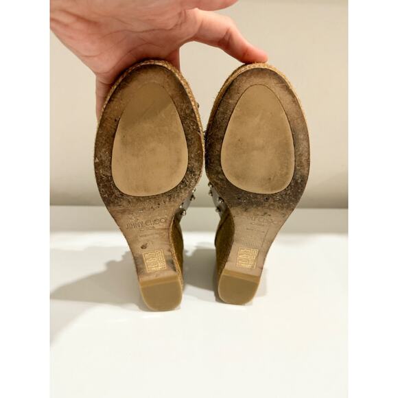 Jimmy Choo Dovina 100 Espadrille Wedge Platform Slide Sandals Beige Womens EU 39 - Picture 8 of 8